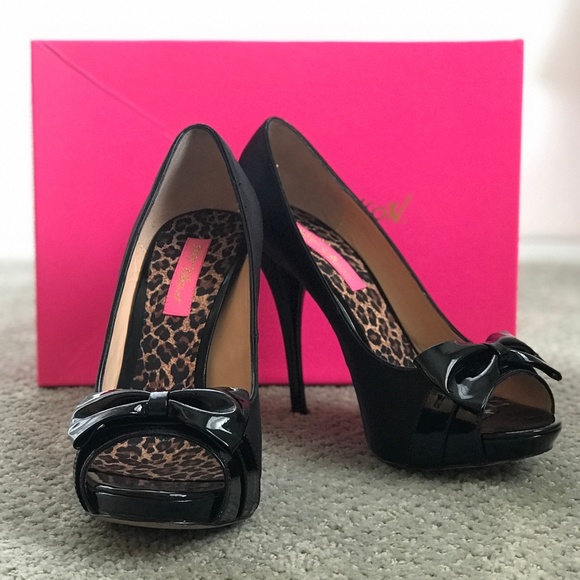 Betsey Johnson Shoes - Betsey Johnson Aleta Peep Toe Patent Platform